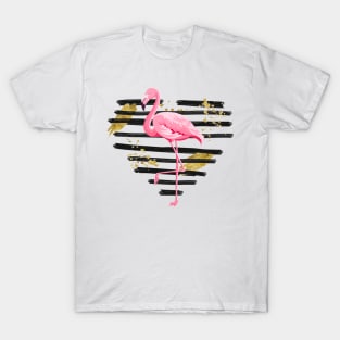 Flamingo with distressed heart T-Shirt